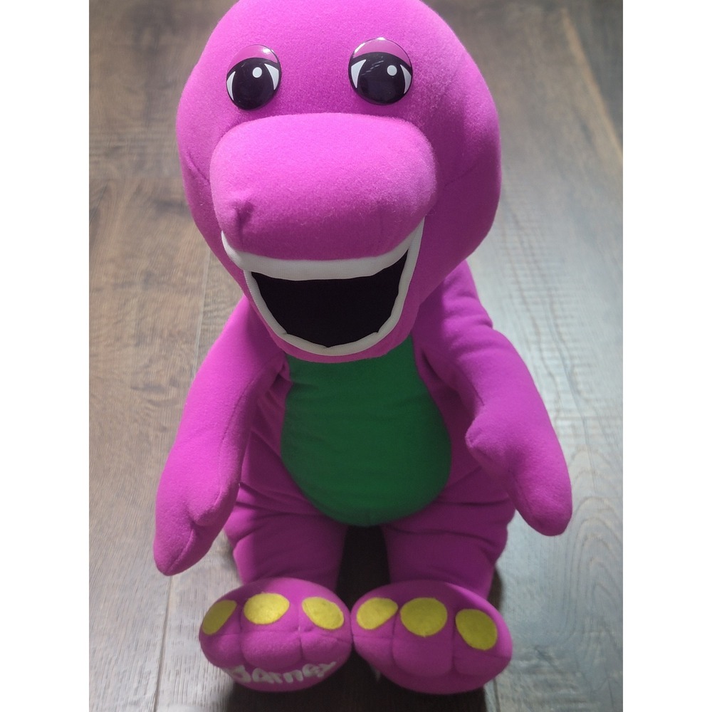 Vintage Barney the Dinosaur Large Plush Stuffed Animal Purple Green 90s TV Show